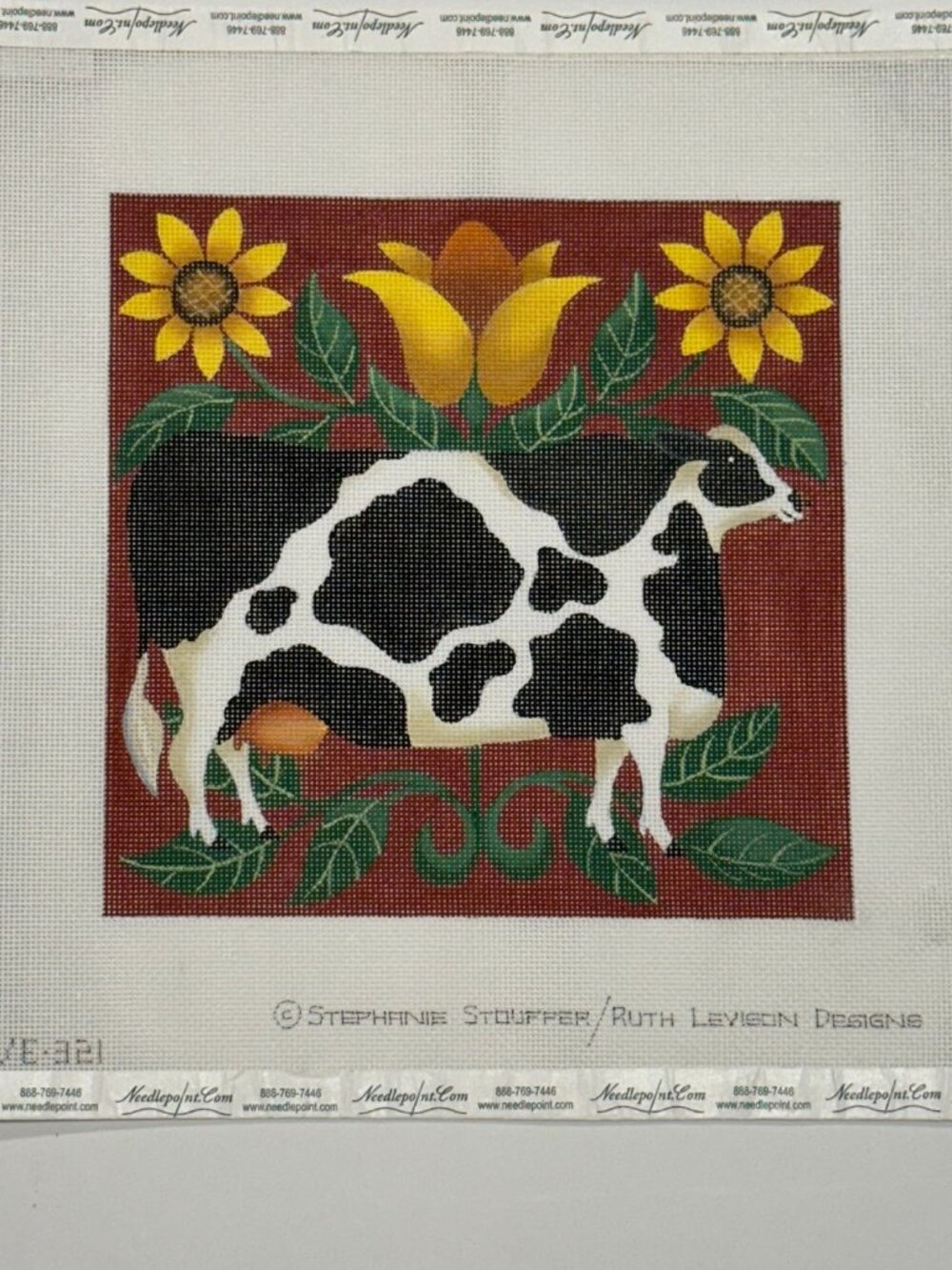Folk Cow S Stouffer/R Levison Handpainted Needlepoint Canvas EWE 321  8"x8" 18 M